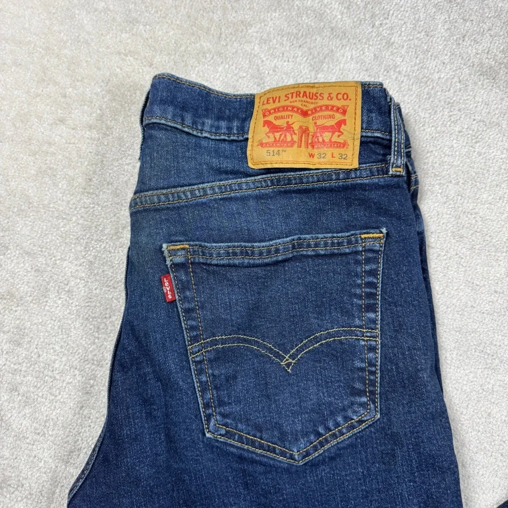 Levi's Jeans Mens 32x30 Blue 514 Straight Fit Stretch Dark Wash Denim Pant